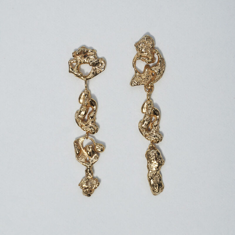 LAVA EARRINGS 14K GOLD PLATED 3 MODULES